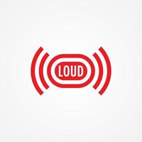 plantilla de diseño de logotipo de música a todo volumen. concepto de logotipo de vibración de sonido aislado sobre fondo blanco. identidad de color rojo. vector