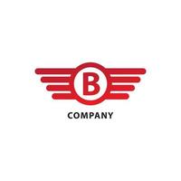 Letter B Initial Abjad Logo Design Template. Isolated On White Background. Rounded Wings, Ellipse Shape and Alphabet Logo Concept. Red Color Theme vector
