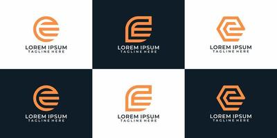 Set of monogram creative geometric letter e logo designs inspiration vector