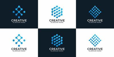 Set of creative modern abstract technology logo design for business company vector