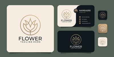 Beauty luxury monogram feminine line flower logo spa lotus elements vector