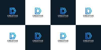 conjunto de diseño de logotipo de letra d de tipografía de empresa elegante degradado vector