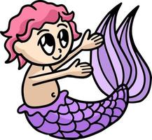 Baby Mermaid Cartoon Colored Clipart vector