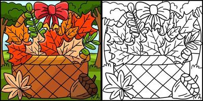 cesta de acción de gracias de hojas de otoño ilustración vector