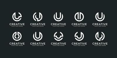 Set of letter u modern typography editable logo design vector