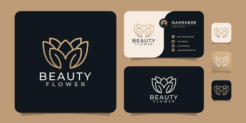 Beauty flower line logo design for spa hotel decoration