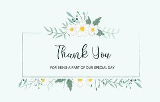minimalist and elegant floral thank you card border vector
