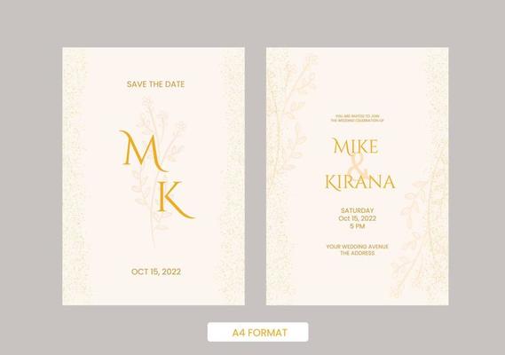 pastel brown floral wedding invitation