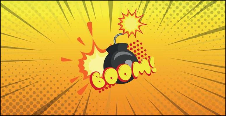 Comic lettering BOOM on white background - Vector