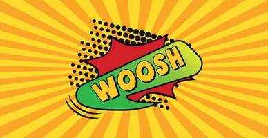 Comic zoom inscription WOOSH on a colored background - Vector