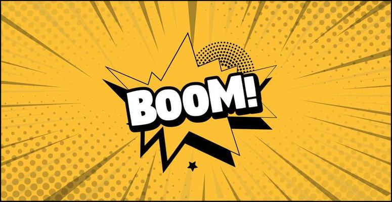 Comic lettering BOOM on white background - Vector