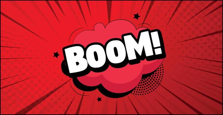 Comic lettering BOOM on white background - Vector