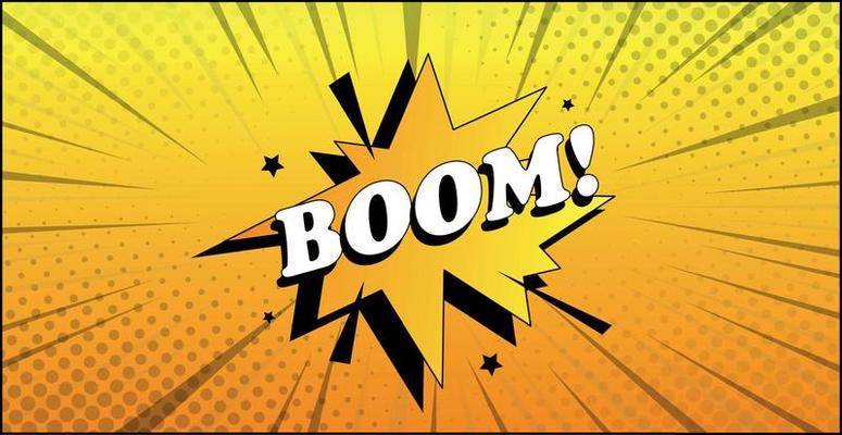 Comic lettering BOOM on white background - Vector
