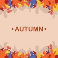 pancarta colorida con hojas de otoño caídas. Fondo de otoño abstracto para redes sociales. plantilla web para invitación a eventos, cupones de descuento, publicidad y eventos promocionales - vector