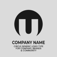 You Logotype for Company, Business, Community. Circle U Logo Minimalist Design, Monochrome Color and Elegant Style. Monogram Under Icon Design Element Vector Graphics