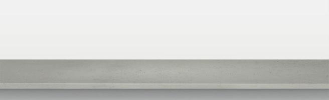 Gray concrete stone countertop on white panoramic background, promotional web template - Vector