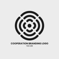 Cooperation Abstract Vector Design, Symbols and Logo Templates Connecting Company People. Outline Form A Circle Sign EPS 10