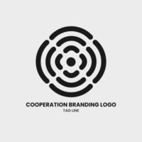 Cooperation Abstract Vector Design, Symbols and Logo Templates Connecting Company People. Outline Form A Circle Sign EPS 10