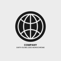 Earth Globe Logo With Monochrome Design Color. Wolrd Sphere Icon Concept. Global Network Company Abstract Design vector