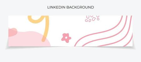 Banner de Linkedin dibujado a mano abstracto, vector de plantilla de Linkedin