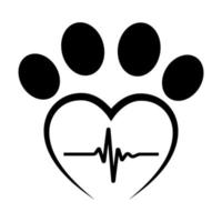 Illustration of a dog's paw with a pulse vector