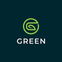 initial letter g green with circle and leaf concept logo inspiration vector