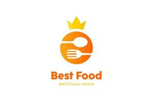 Best food logo with spoon , fork and crown design concept vector