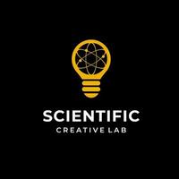 Science lamp vector logo template. This design use molecule symbol.