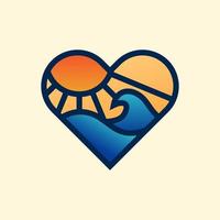 Modern tropical love beach logo illustration design vector