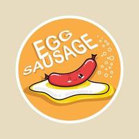 salchicha de huevo sosis telor en indonesia, logotipo de comida rápida con icono lindo vector