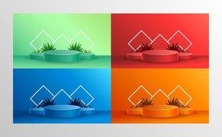 Podium with tropical leaves shadow overlay illustration vector