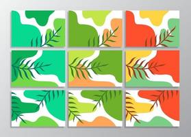 Fondo de portadas de carteles de hojas tropicales abstractas vector