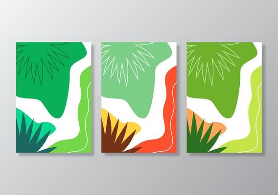 Abstract tropical leaves poster covers background