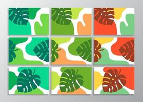 Abstract tropical leaves poster covers background vector