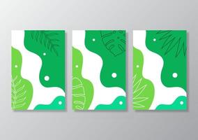 Abstract tropical leaves poster covers background vector