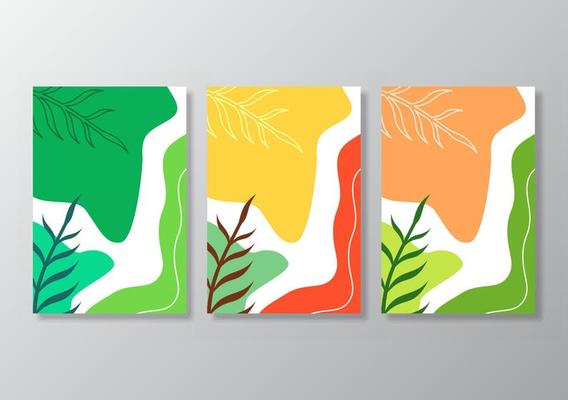 Abstract tropical leaves poster covers background