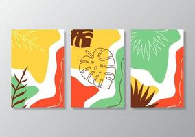 Abstract tropical leaves poster covers background vector