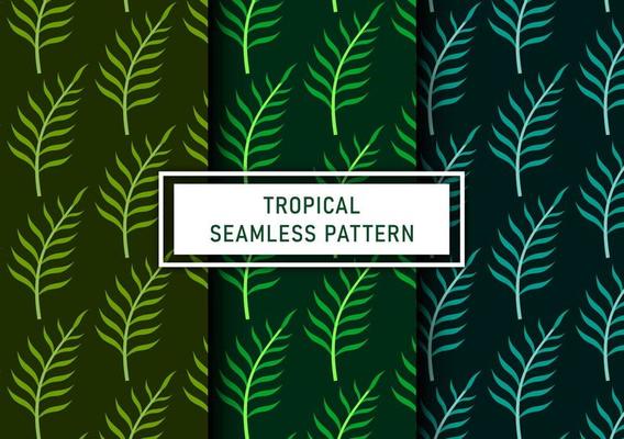 Set of seamless tropical leaves background Premium Vector