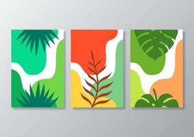 Abstract tropical leaves poster covers background vector