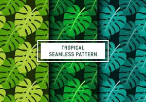 Set of seamless tropical leaves background Premium Vector