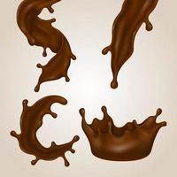 ilustraciones 3d de salpicaduras de chocolate realistas vector