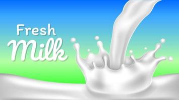 Realistic splash or drop fresh milk illustration vector