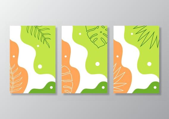 Abstract tropical leaves poster covers background