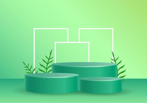 Podium with tropical leaves shadow overlay illustration vector