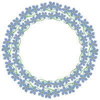 Forgetmenot wreath, flower border in the form of a round frame for design vector