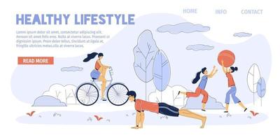 Healthy family lifestyle motivation landing page vector