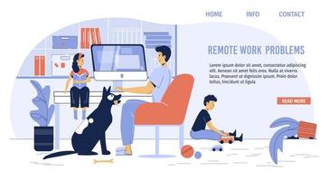 Remote work problem troubleshooting landing page vector