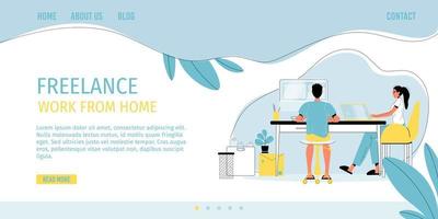 Freelance work from home in comfortable condition vector