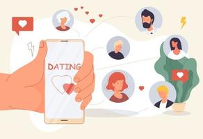 Dating online mobile app for virtual relationship vector