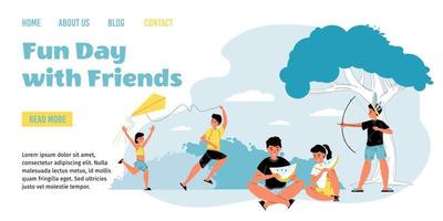 Sunny summer day outdoor pastime landing page vector